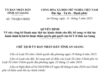 Hội đồng Giám định Y khoa An Giang: Danh mục thủ tục hành chính được sửa đổi, bổ sung năm 2023